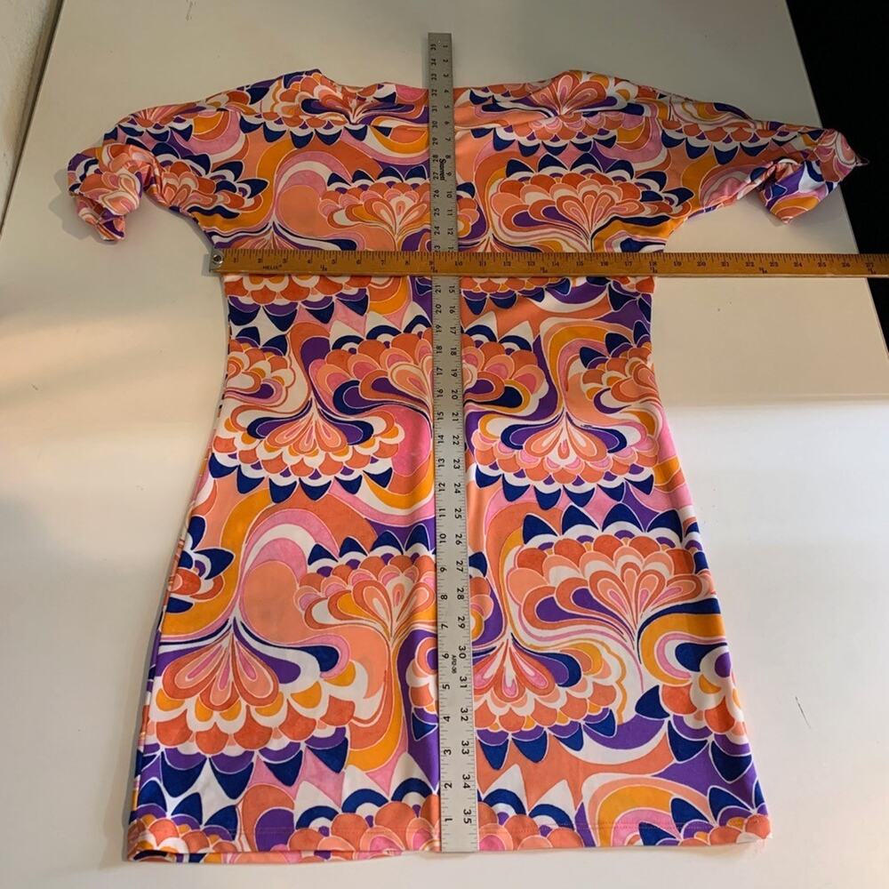 Trina Turk Dress Womens S Small Printed Coco Knot It Split Tie Sleeve Boat Neck - Picture 7 of 11